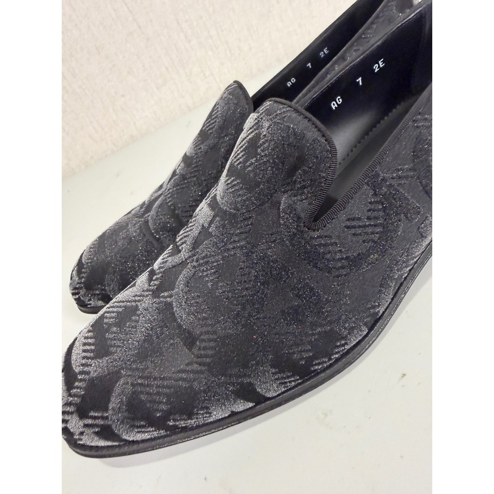 Salvatore Ferragamo Mens Gancini Monogram Jacquard Loafers Black Silver 7 EE AG